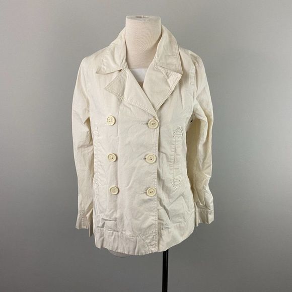 🌿4/$35‎ 🌿JACOB CONNEXION White Trench Coat - Picture 2 of 7